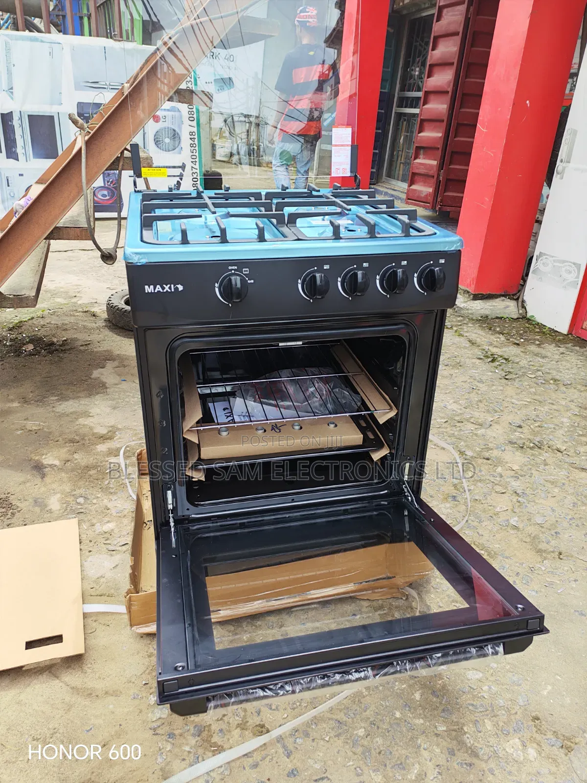 Maxi 60x60cm Standing Gas Cooker 4 Burner With OVEN( Manuel ) 2 Yrs