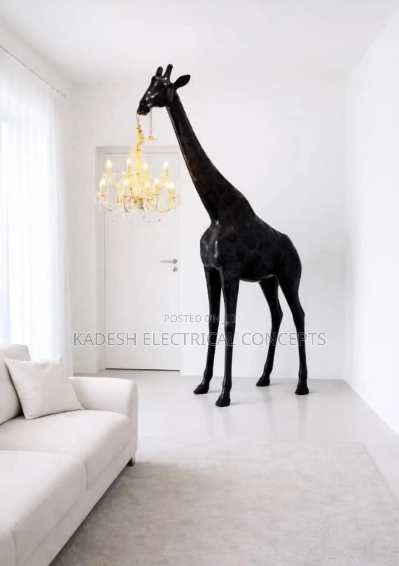 Large Art Giraffe Sculpture Animal Ornament Floor Lamp Designer