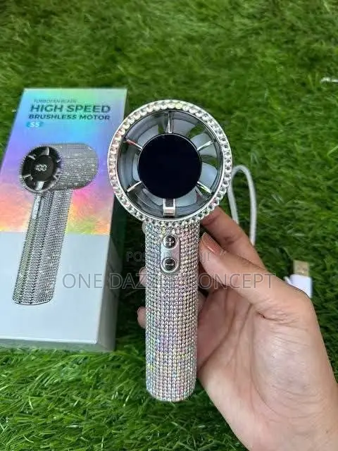 199-Speed Handheld Violent Turbine Diamond-Encrusted USB Fan