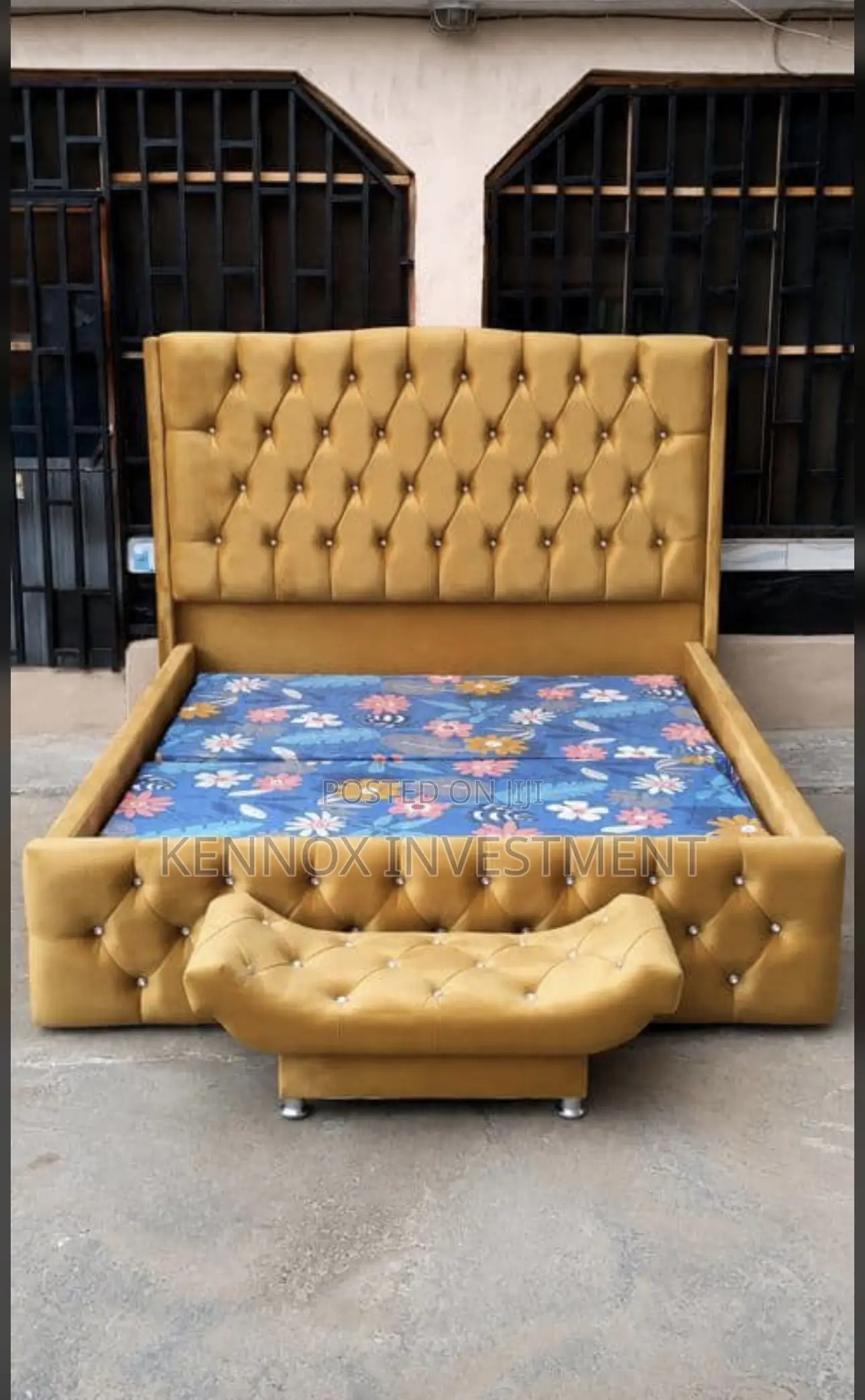 High Quality 6 by 6 Upholstery Bedframe With an Ottoman