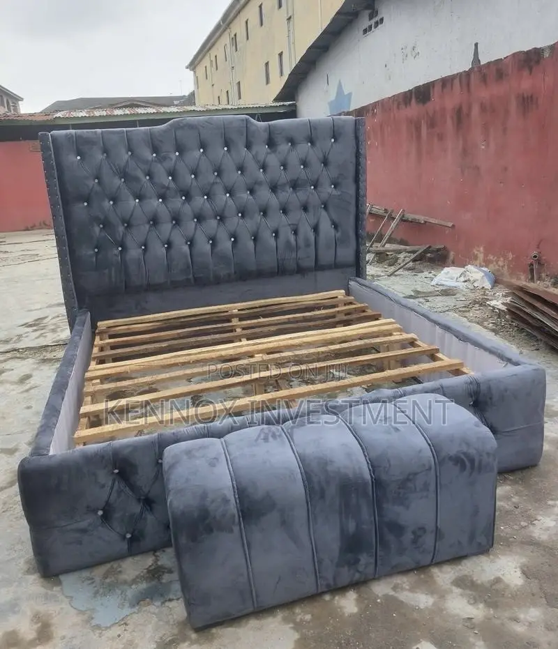High Quality 6 by 6 Upholstery Bedframe With an Ottoman