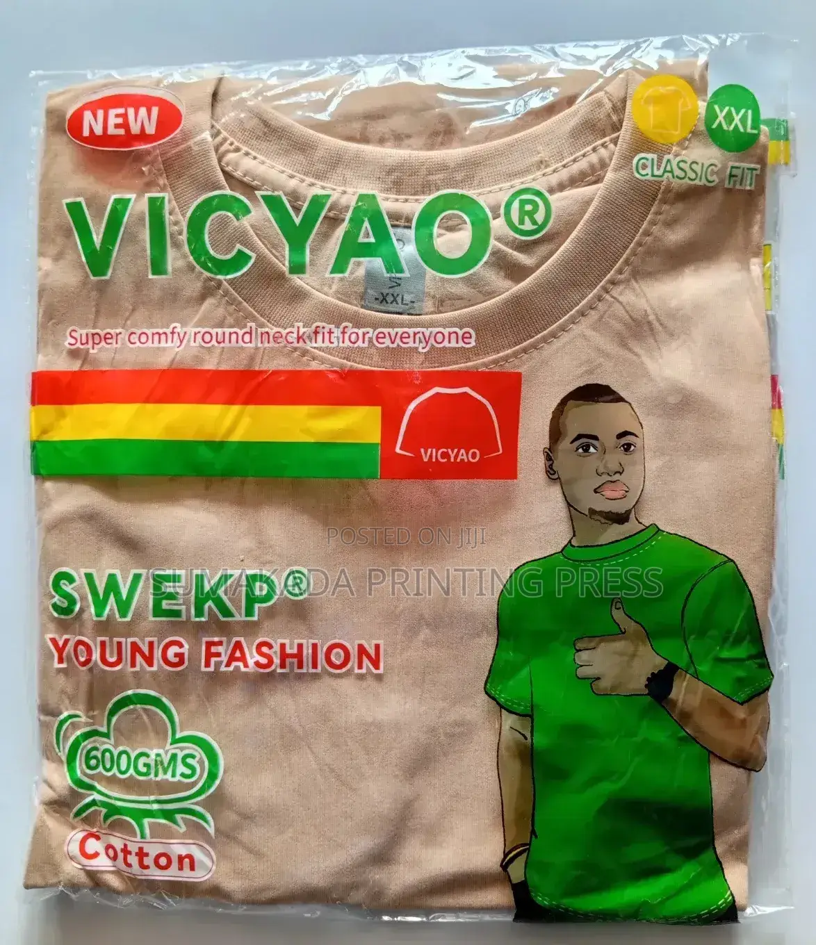 VICYAO 600 GSM Adult Round-Neck T-Shirt | Premium Plain Tee, M–3XL