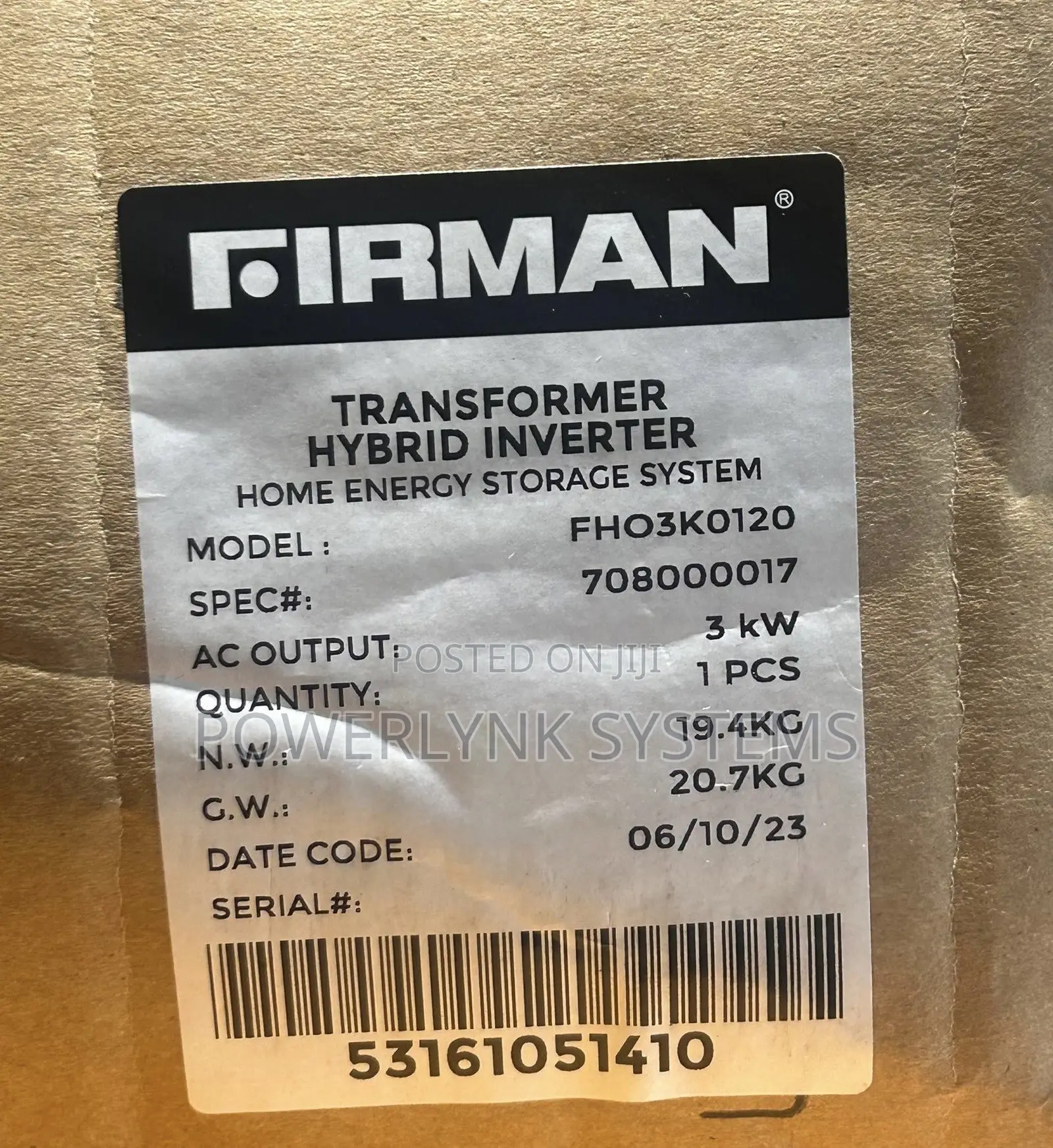 FirMan 3KVA Hybrid Inverter 24V