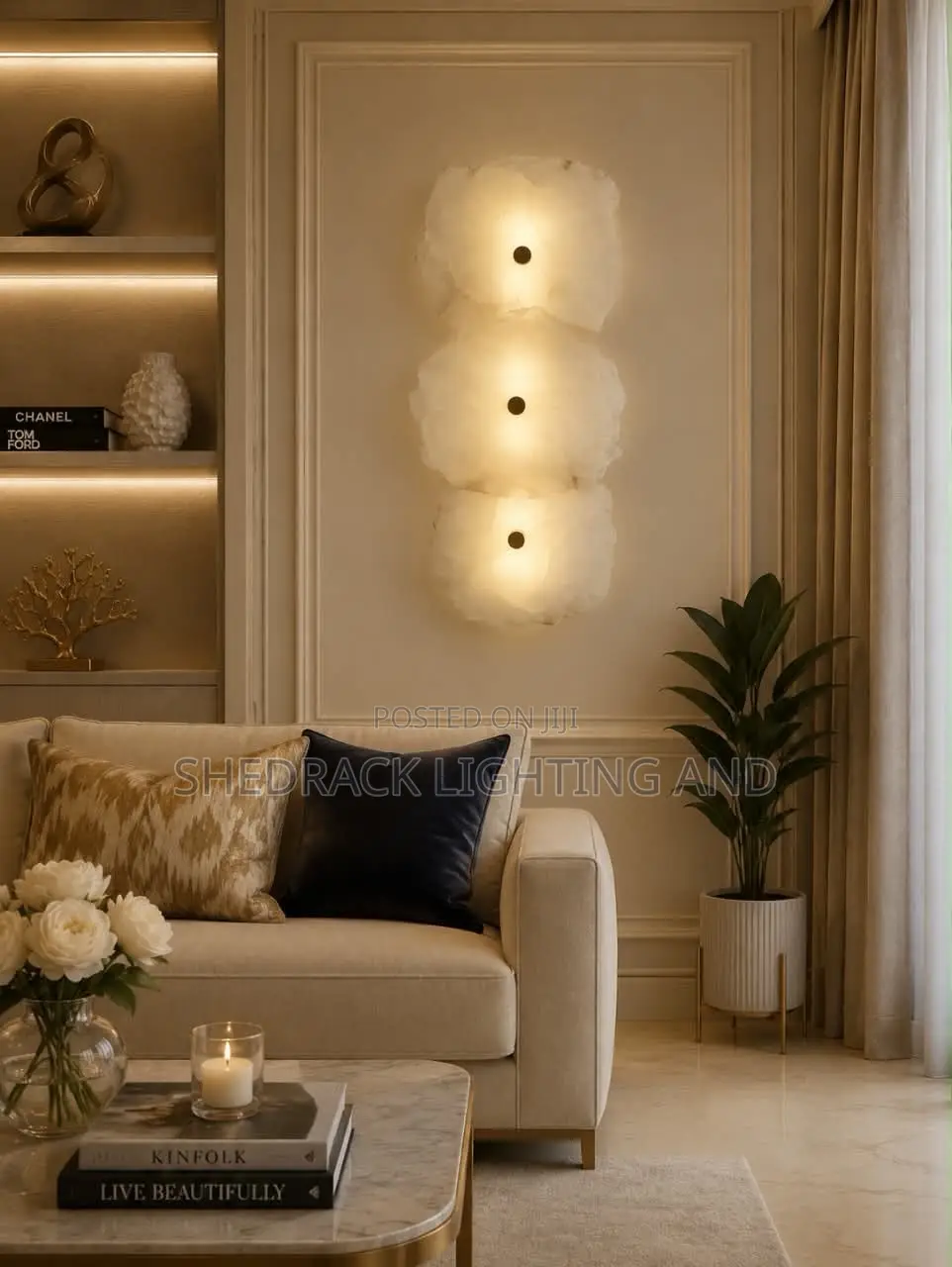  Luxury 3 Cloud Alabaster Wall Light!