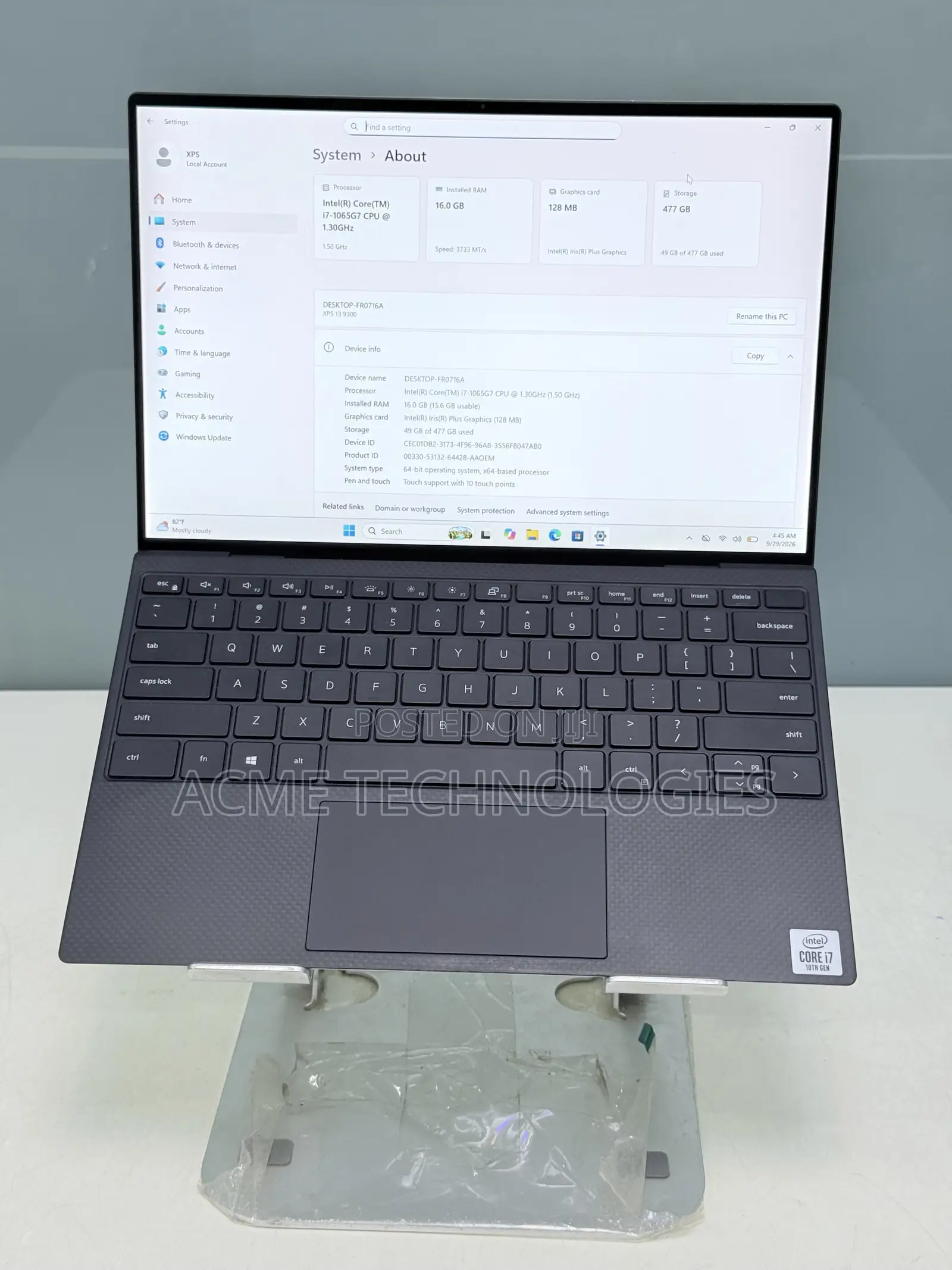 Laptop Dell XPS 13 9300 16GB Intel Core i7 SSD 512GB