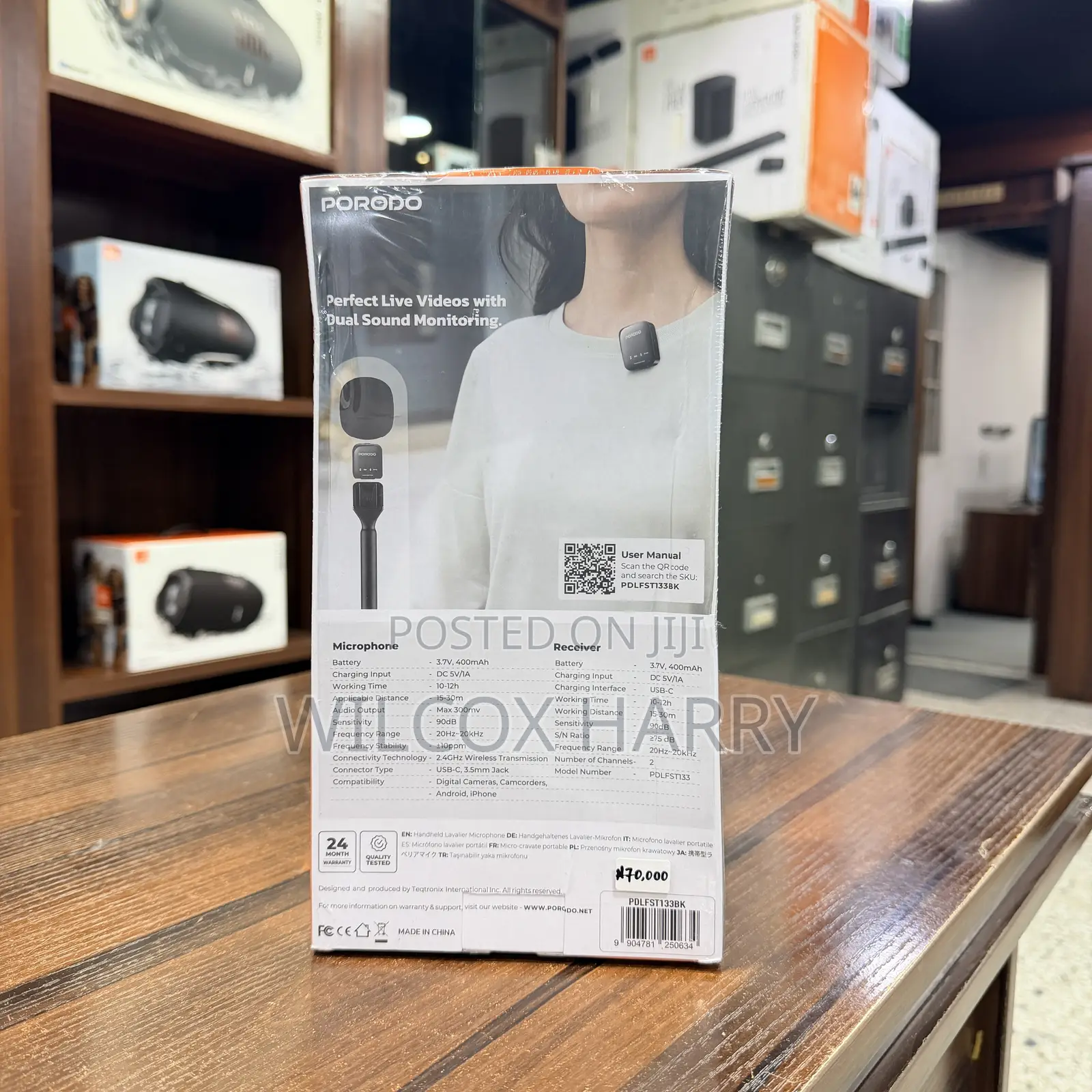 Porodo Two-Device Connect Handheld Lavalier Microphone