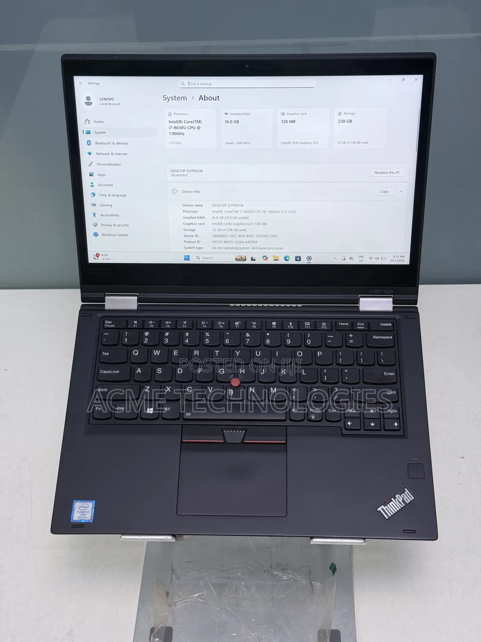 Laptop Lenovo ThinkPad X380 Yoga 16GB Intel Core i7 SSD 256GB