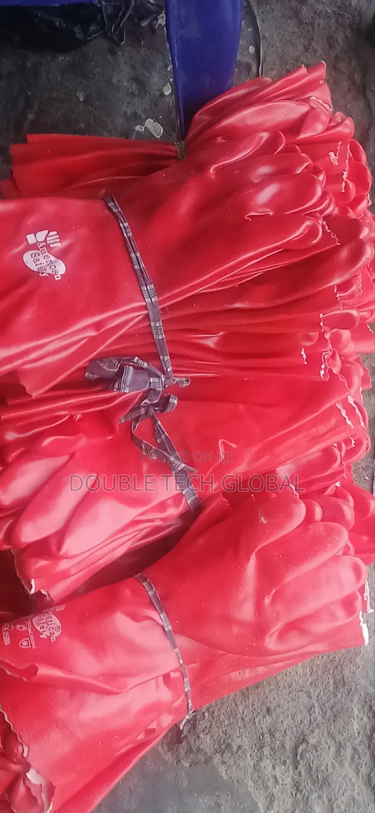 Red PVC Safety Hand Gloves - Industrial Chemical Resistant -