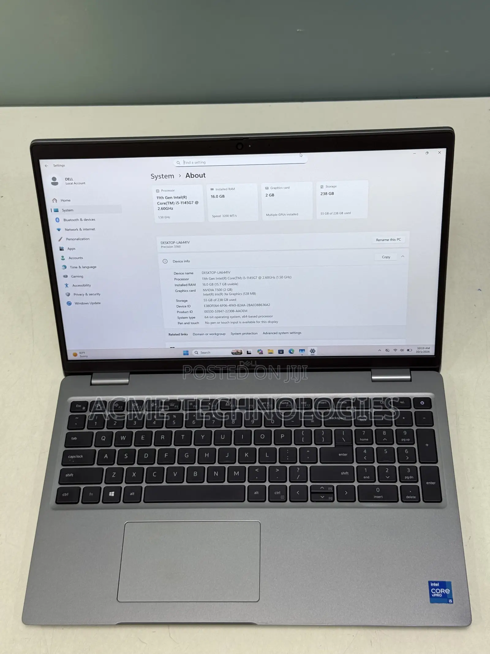 Laptop Dell Precision 3560 16GB Intel Core i5 SSD 256GB