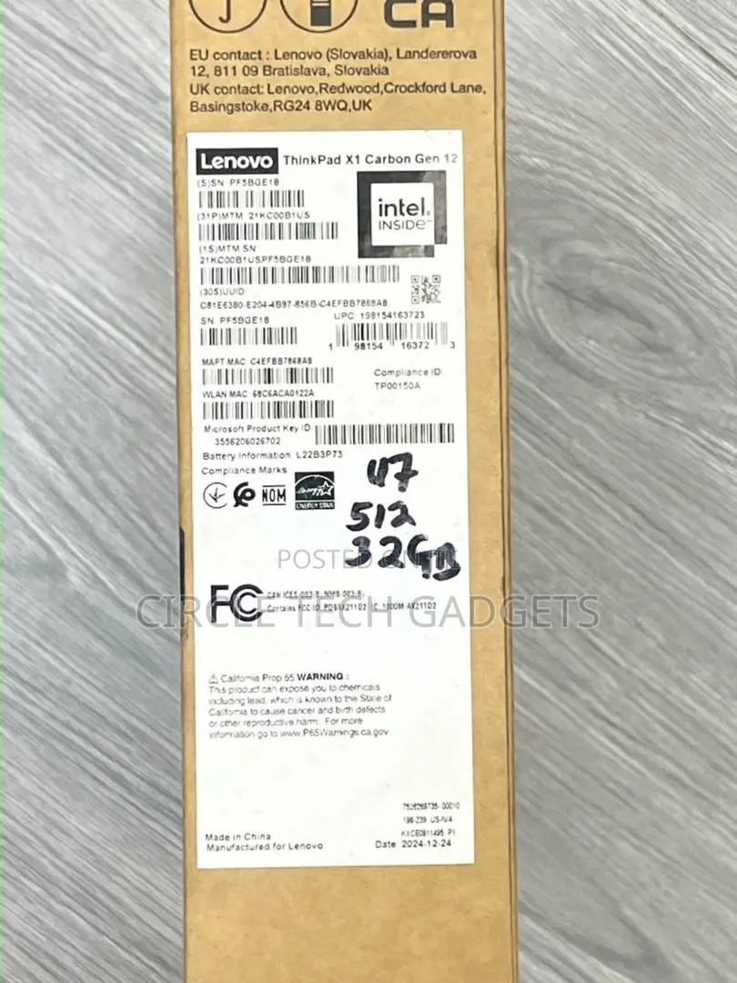 New Laptop Lenovo ThinkPad X1 Carbon 32GB Intel Core Ultra 7 SSD 512GB