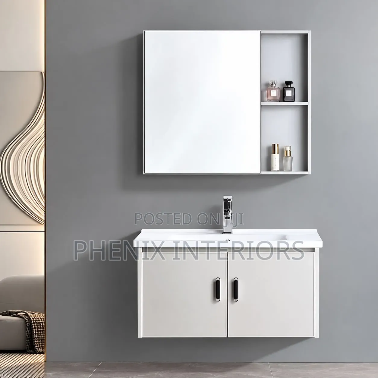 Bathroom Cabinet With Basin and Shelf Mirror