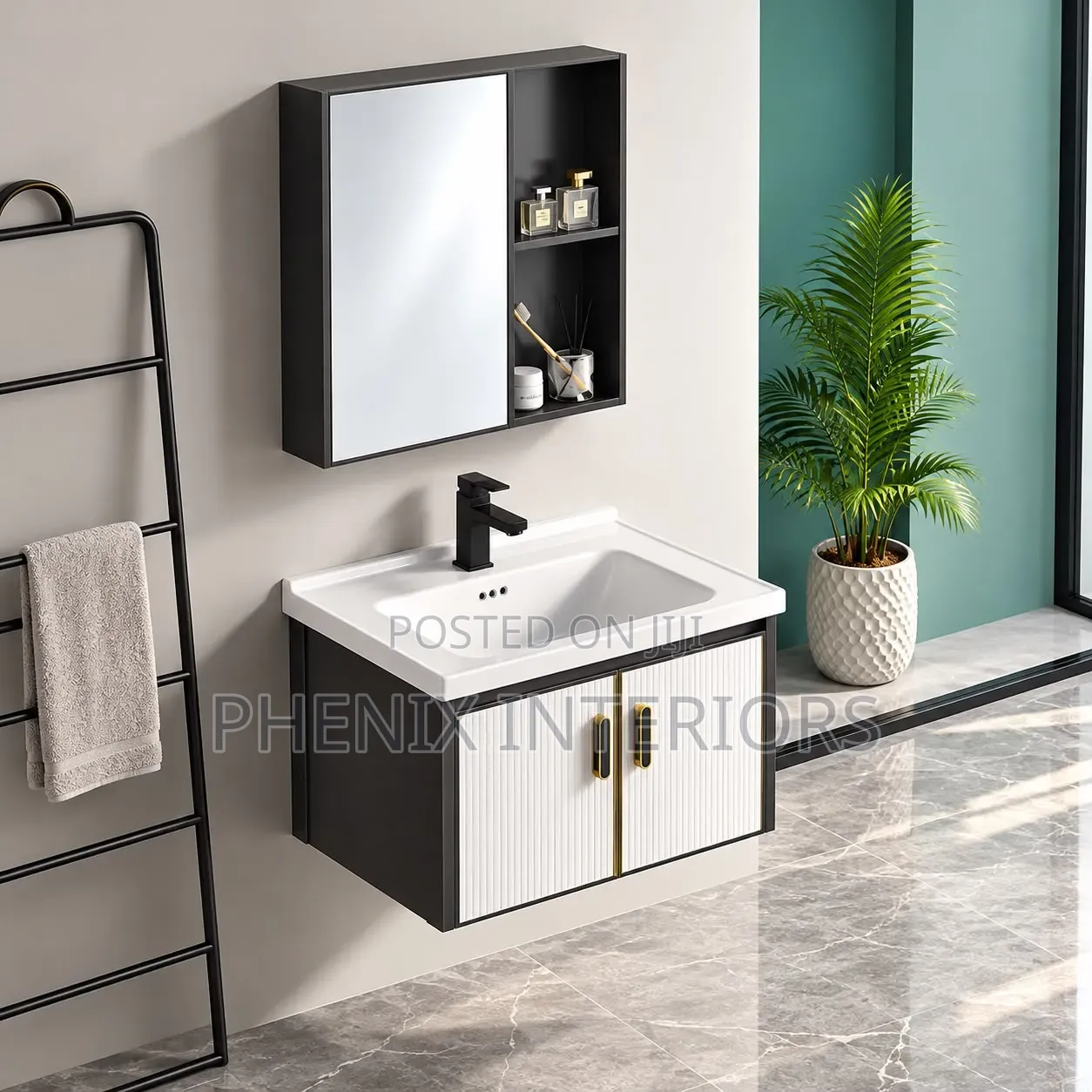 Bathroom Cabinet With Basin and Shelf Mirror