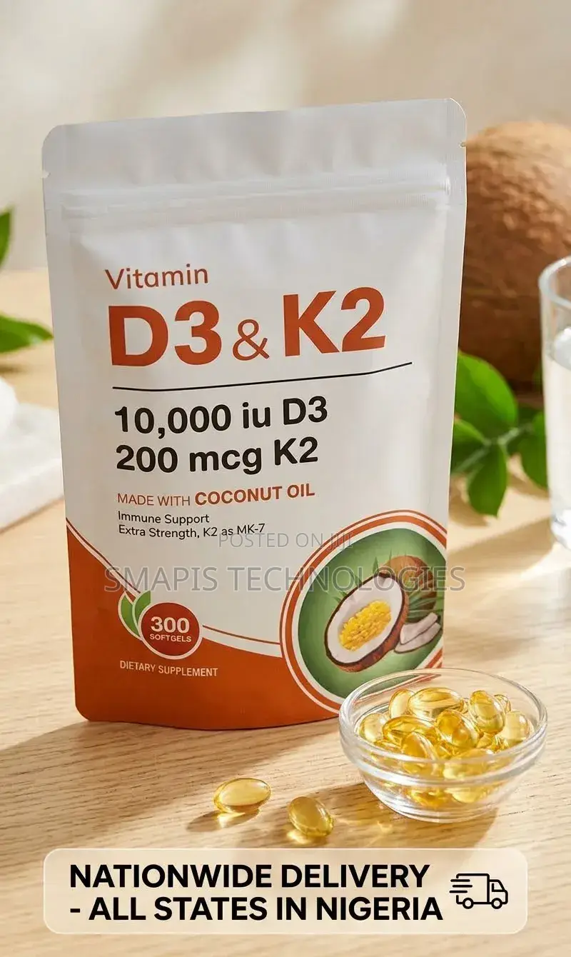 Vitamin D3 & K2 Supplement (10,000 IU/200 McG) - 300 Softgels