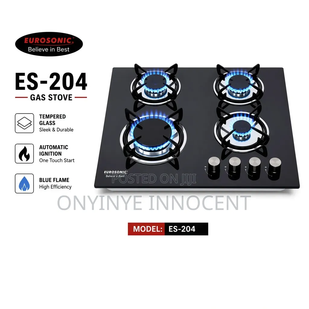 Eurosonic 4-Burner Tempered Glass Gas Stove Cooker ES-204