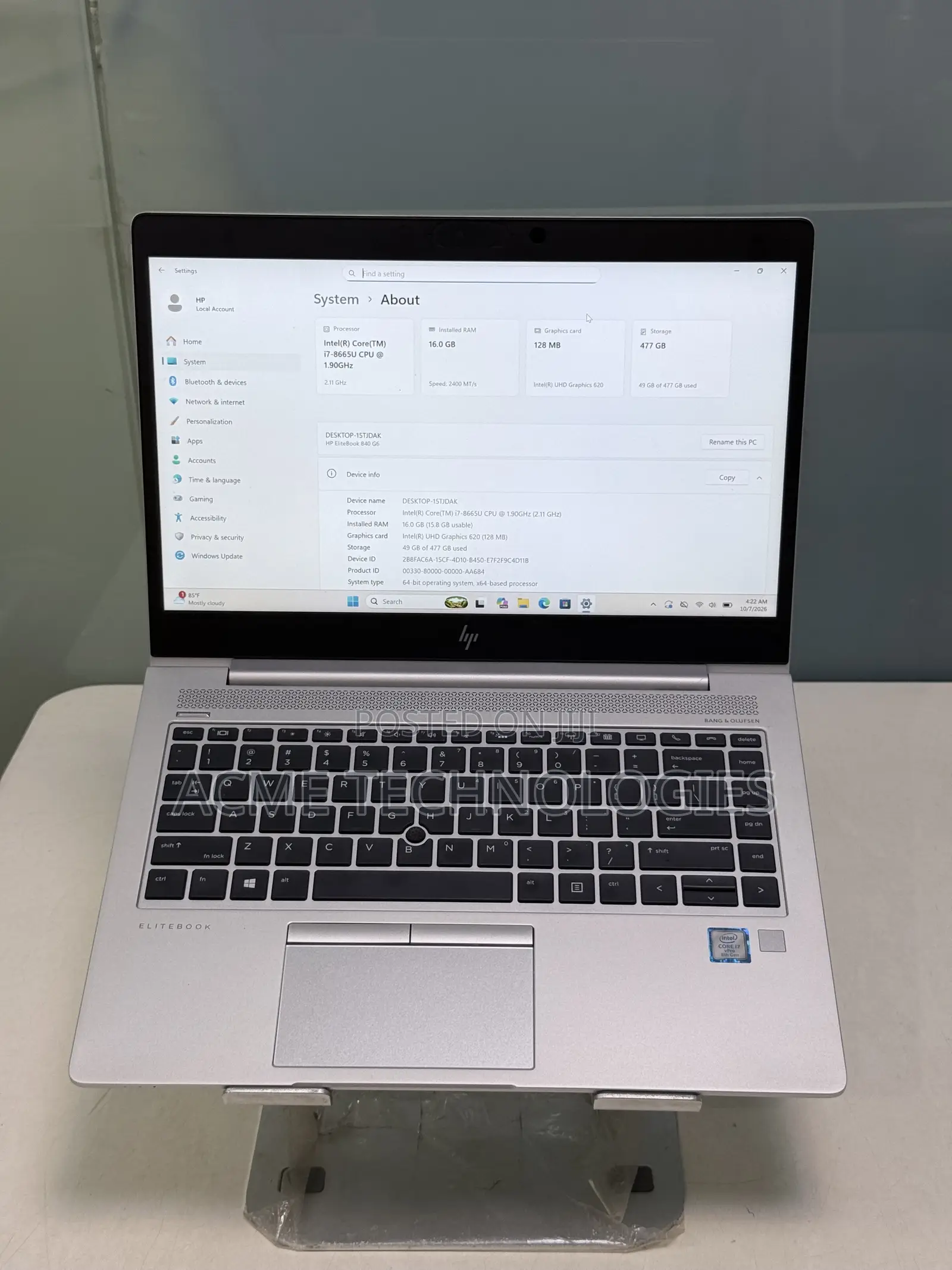 Laptop HP EliteBook 840 G6 16GB Intel Core i7 SSD 512GB