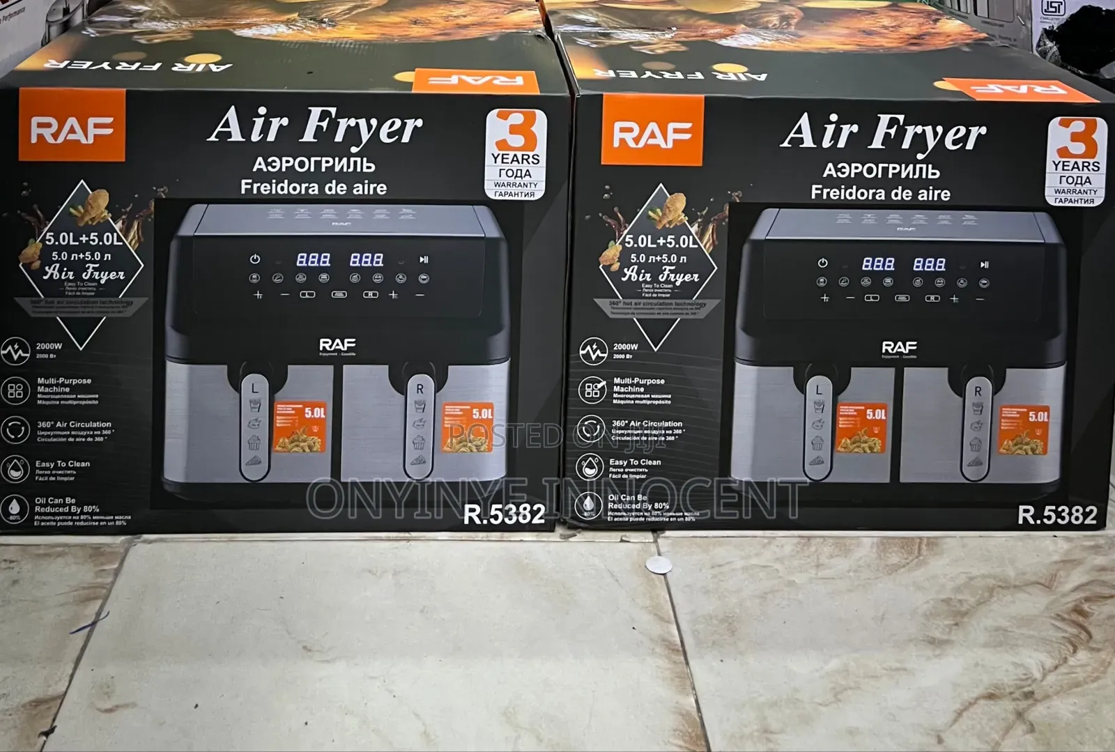 RAF 10L Dual Basket Air Fryer R.5382 (5.0L + 5.0L)