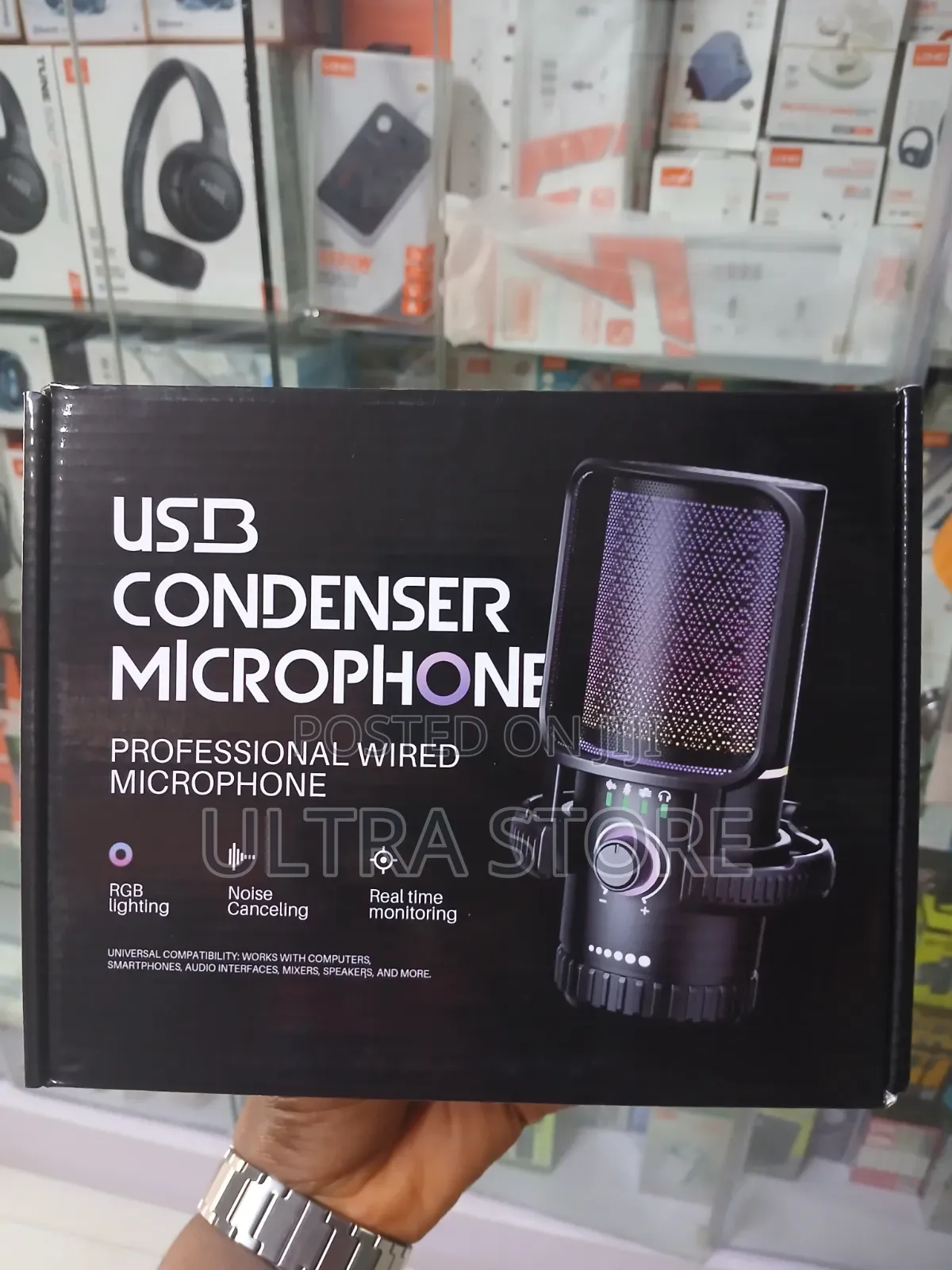 USB Condenser Microphone With RGB Lighting
