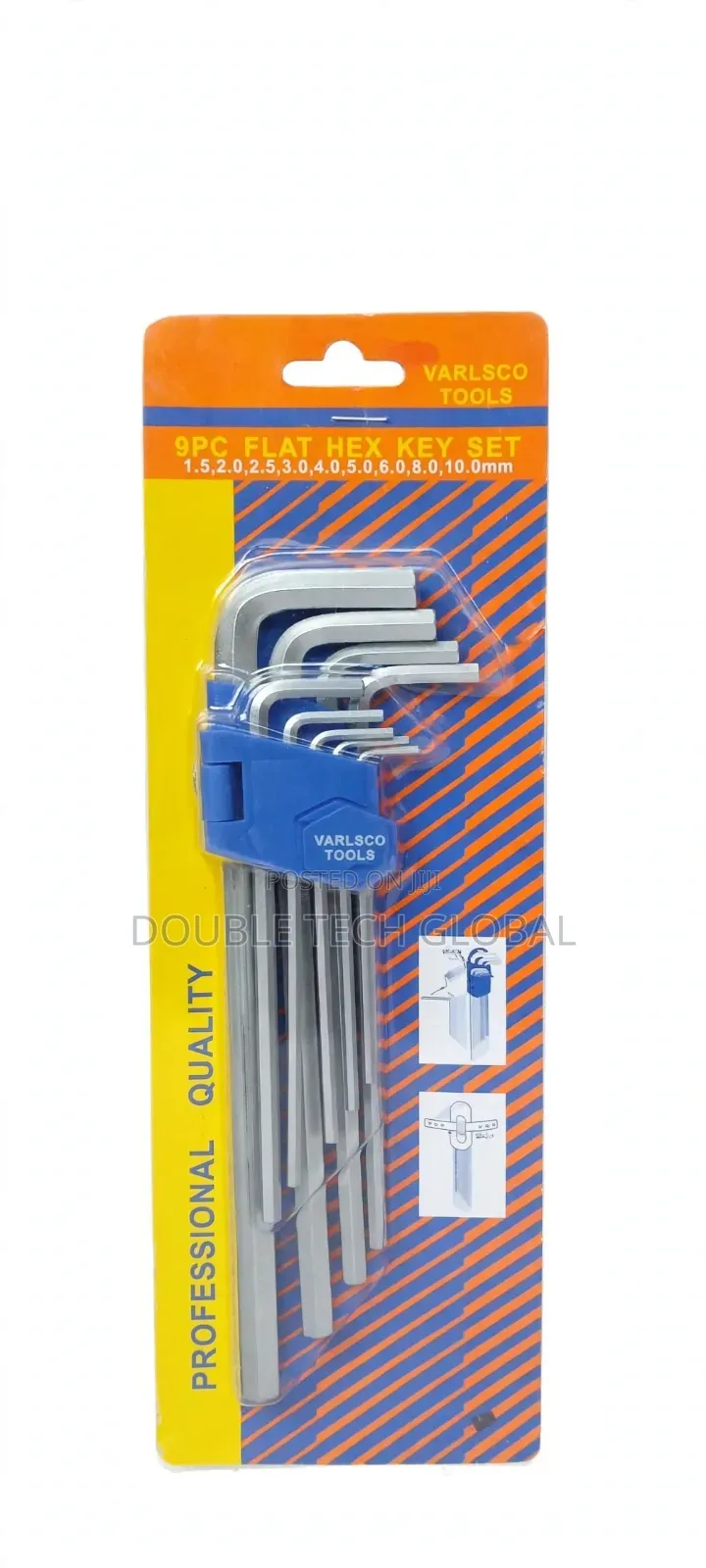 9Pcs Flat Hex Key Set 1.5-10mm Allen Key Varlsco Tools