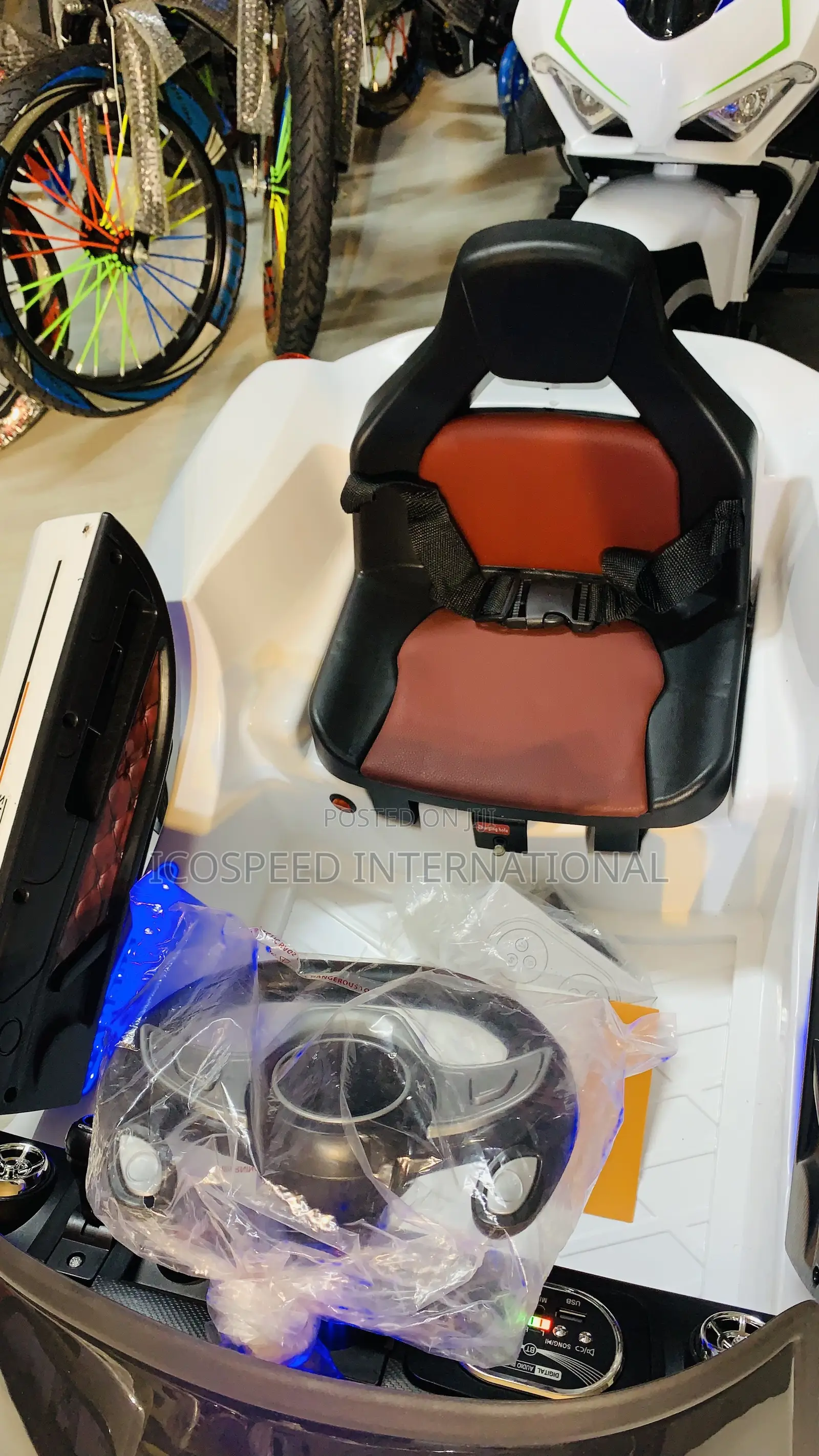 White Ferrari Ride on Car for Kids Age 1-7 With Remote and Bluetooth