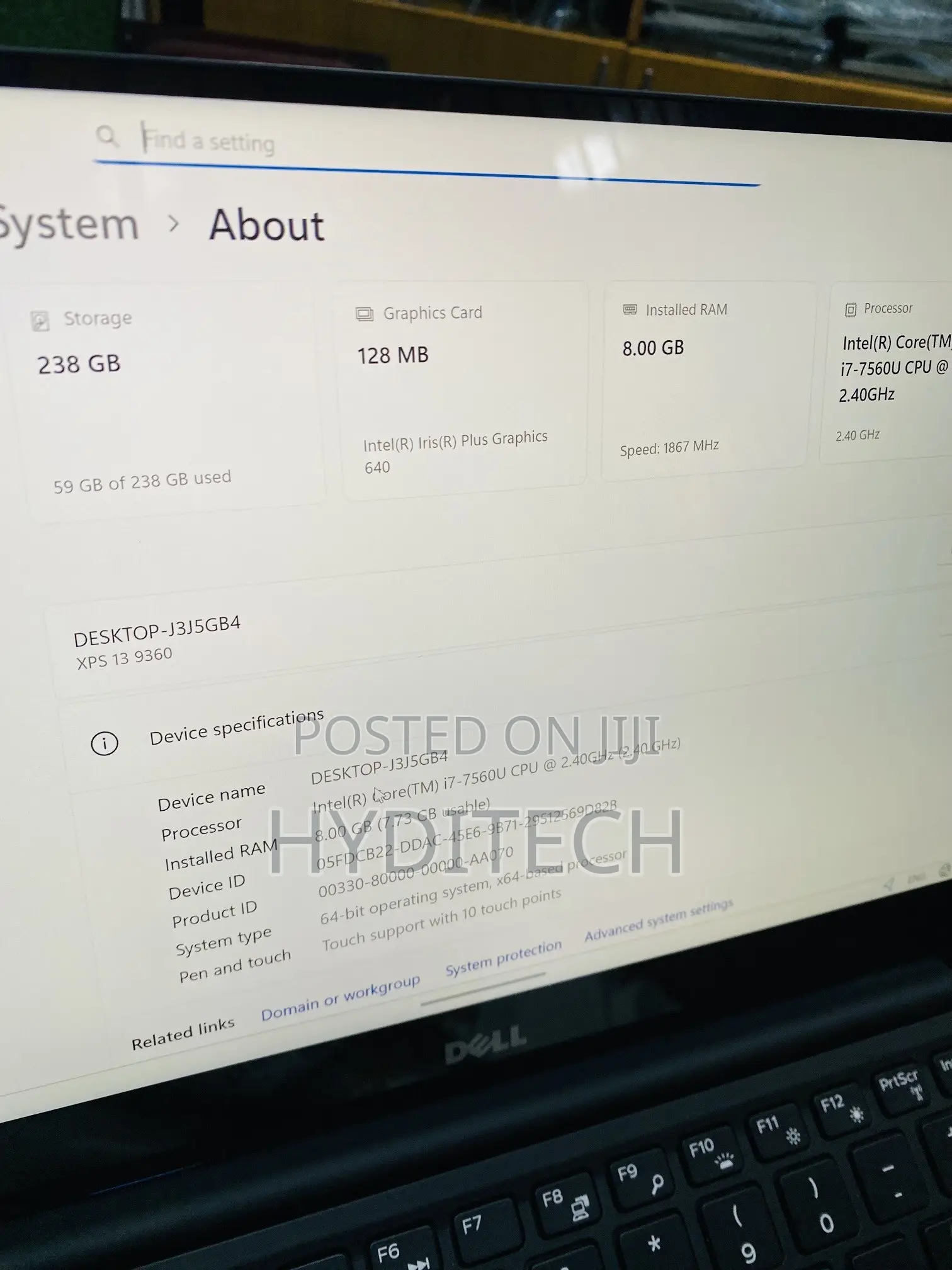Laptop Dell XPS 13 9360 8GB Intel Core i7 SSD 256GB