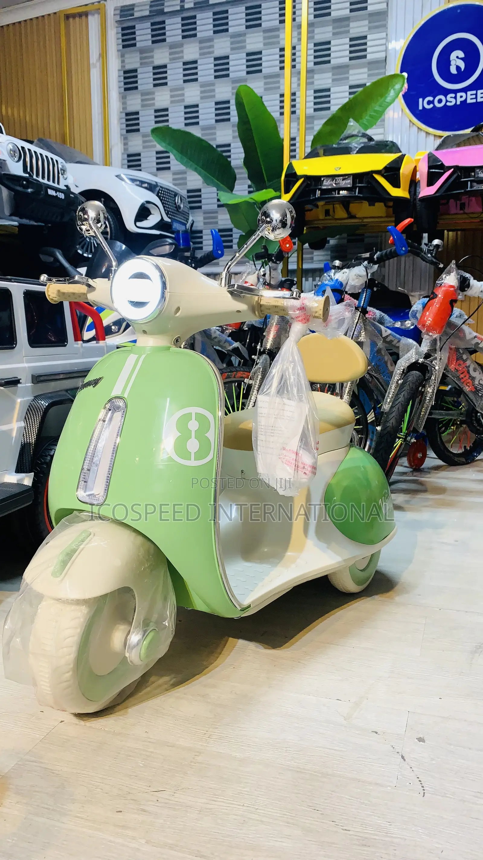 Green Electric Power Bike for Kids Age 2-10 With Remote and Bluetooth