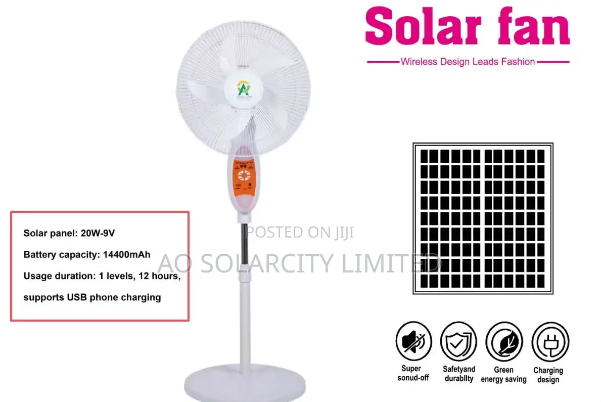 Solar Rechargeable Solar Standing Fan.