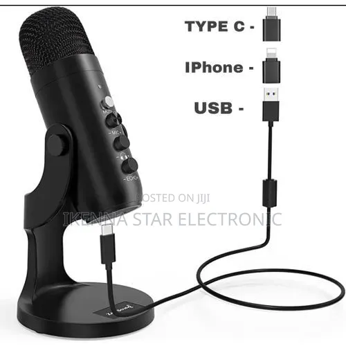 Podcast Microphone Audio Video Recording Laptop USB Mic +Type C