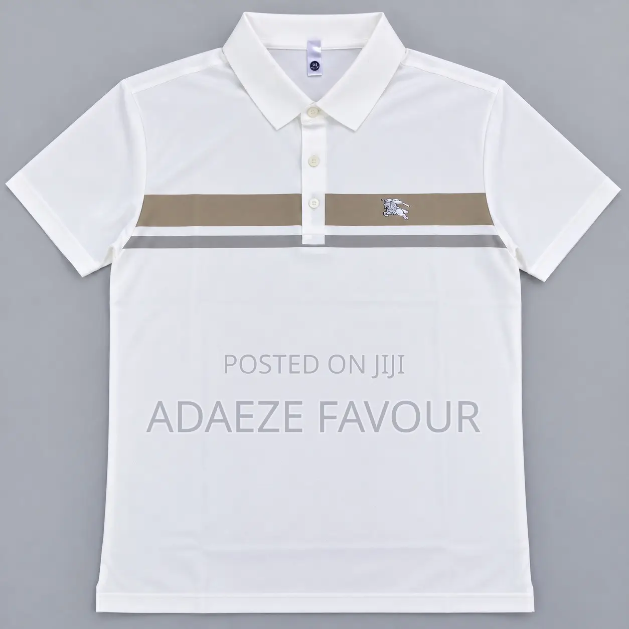 Men’s White Color-Block Polo Shirt and Color Grey