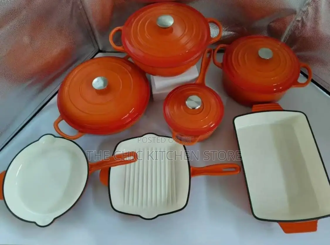 13pcs Enamel Cast Iron With Dutch Oven Cookware Set & 2 Silicon Spoons