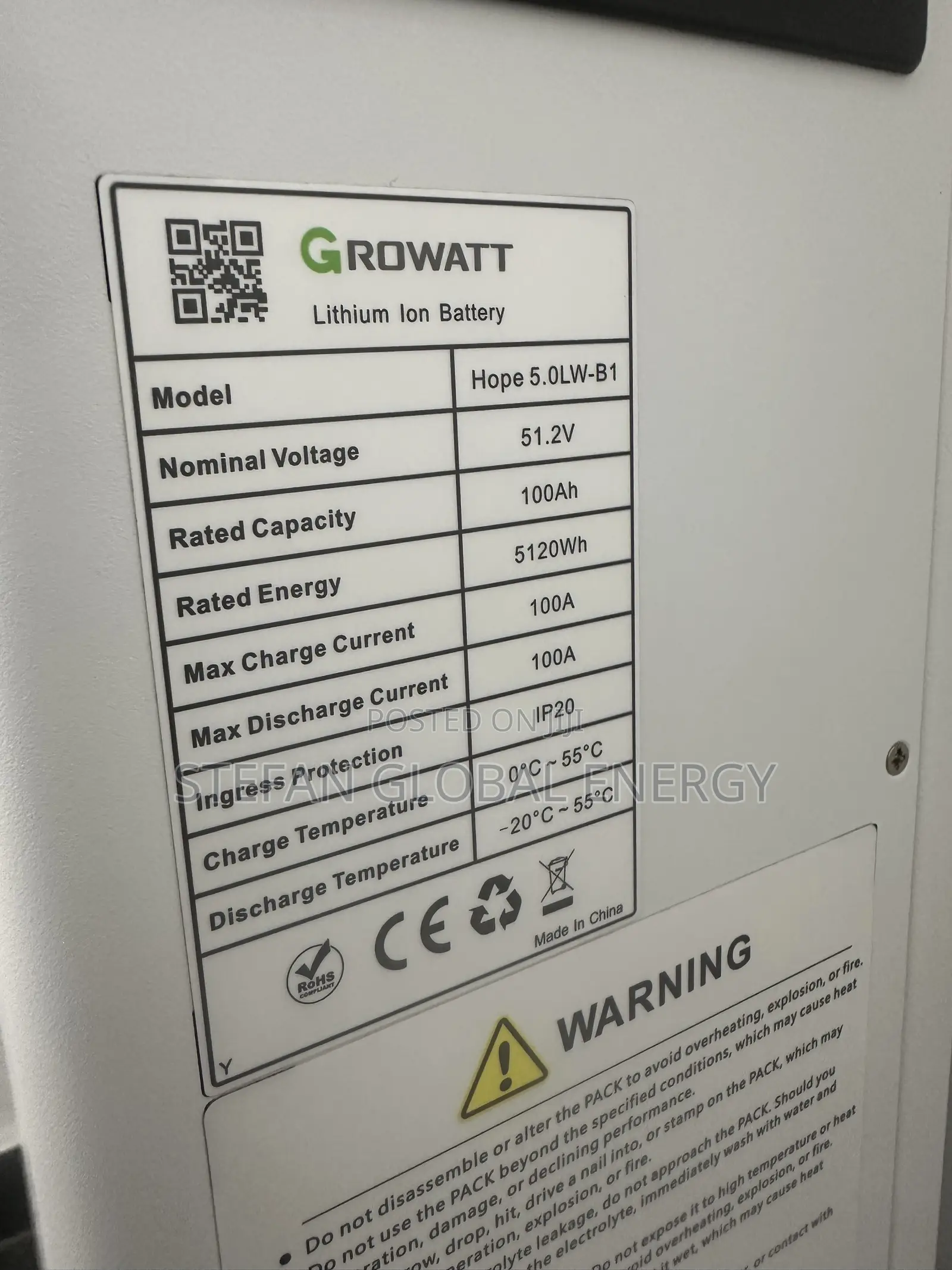 5kwh .48v Growatt Ion Littium Battery