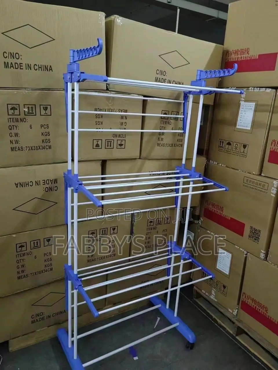 Home 3-Layer Clothes Drying Rack With Hanger