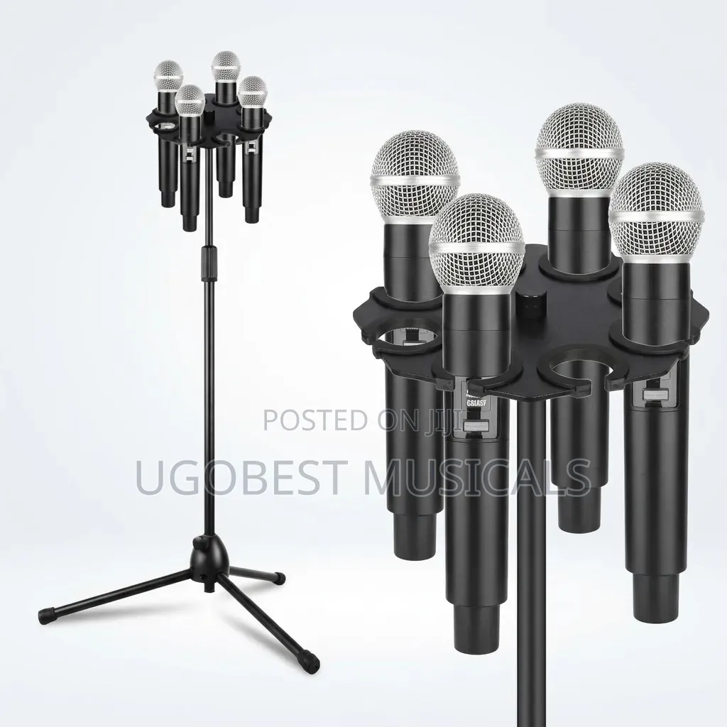 8-in-1 Multi Microphone Holder Tray With Adjustable Tripod Stand