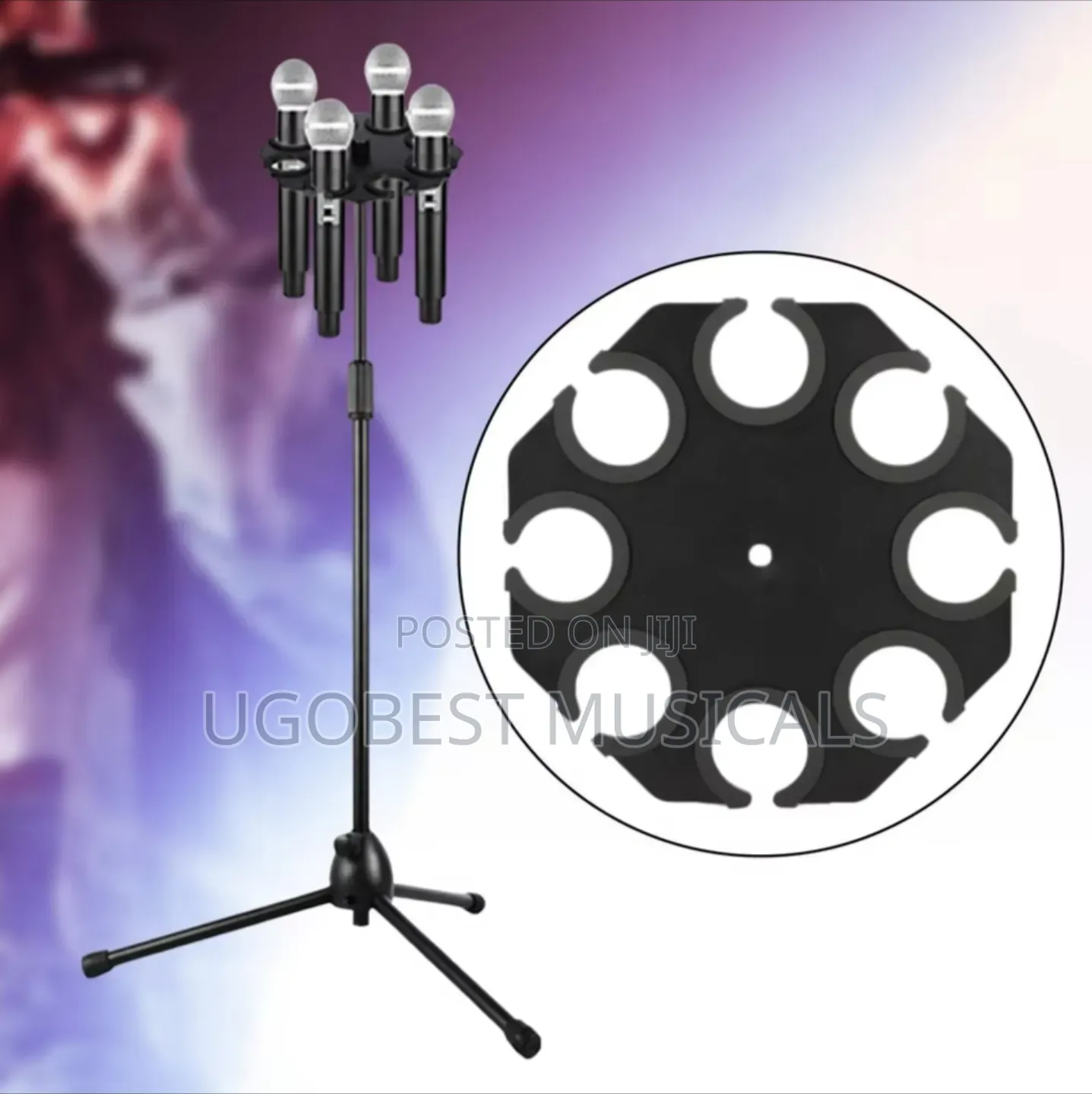 8-in-1 Multi Microphone Holder Tray With Adjustable Tripod Stand