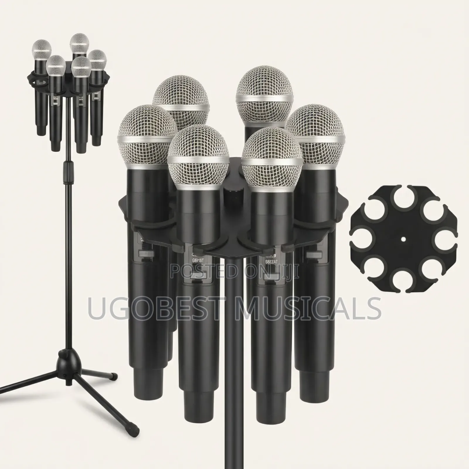 8-in-1 Multi Microphone Holder Tray With Adjustable Tripod Stand
