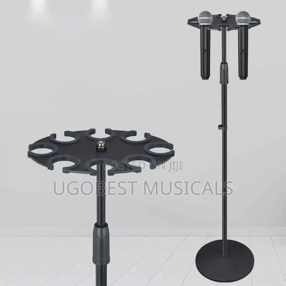 8-in-1 Multiple Microphone Holder Stand With Heavy-Duty Round Base
