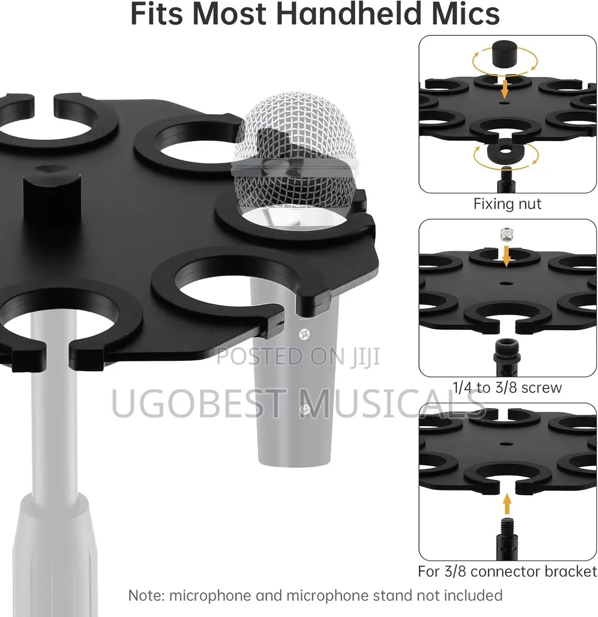 8-in-1 Multiple Microphone Holder Stand With Heavy-Duty Round Base
