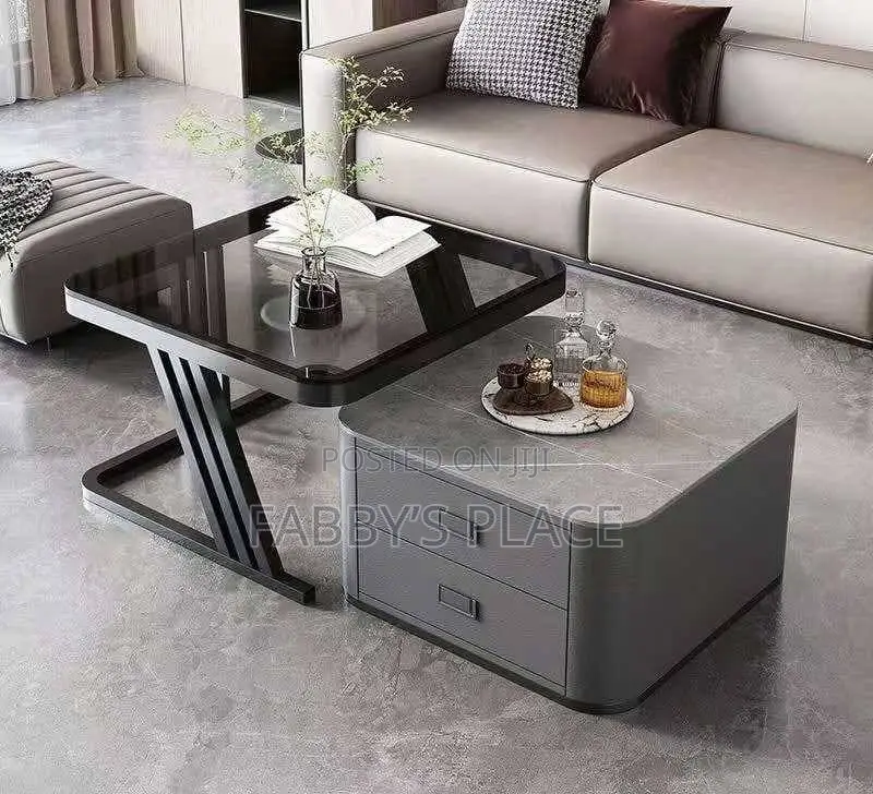 Real Marble Aesthetic Twin Center Table With Double Drawers