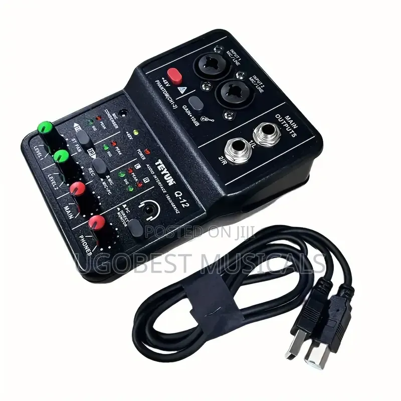​Teyun Q12 2Channel USB Audio Interface Soundcard Mixer Console System