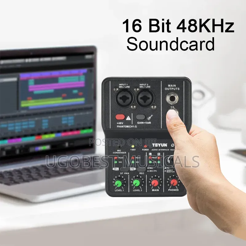 ​Teyun Q12 2Channel USB Audio Interface Soundcard Mixer Console System