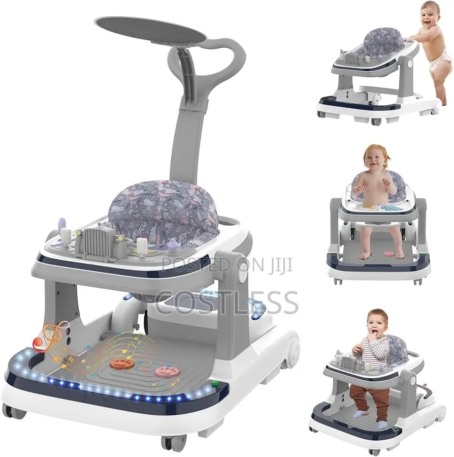 Electric Baby Walker With a Push Handle, Canopy, Footboard.
