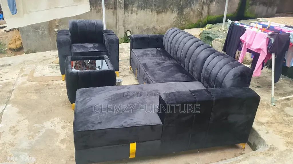Executive Black Color L Shape Sofas and a Single Seater
