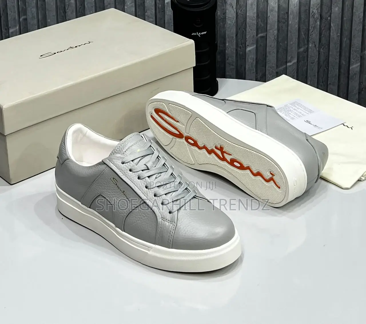 Men Santoni Leather Sneakers
