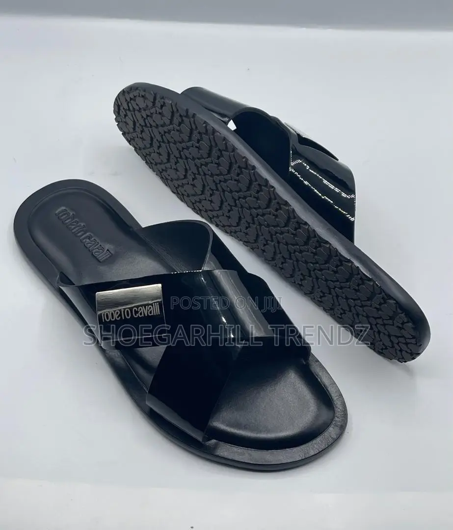 Roberto Cavalli Men Crisscross Palm Slippers | Luxury Comfort Style