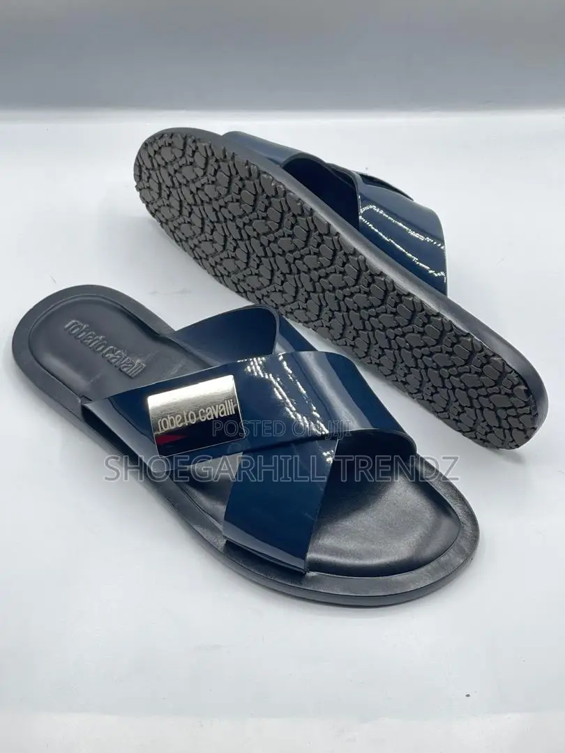 Roberto Cavalli Men Crisscross Palm Slippers | Luxury Comfort Style