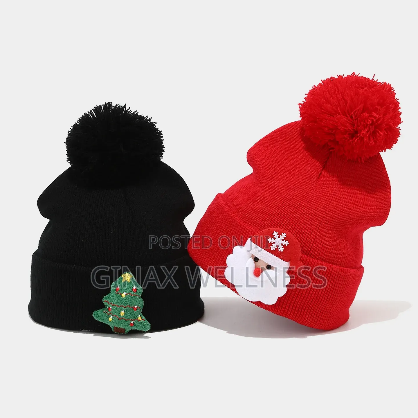 Christmas Baby and Kids Knitted Beanie Hats With Pom Pom Design