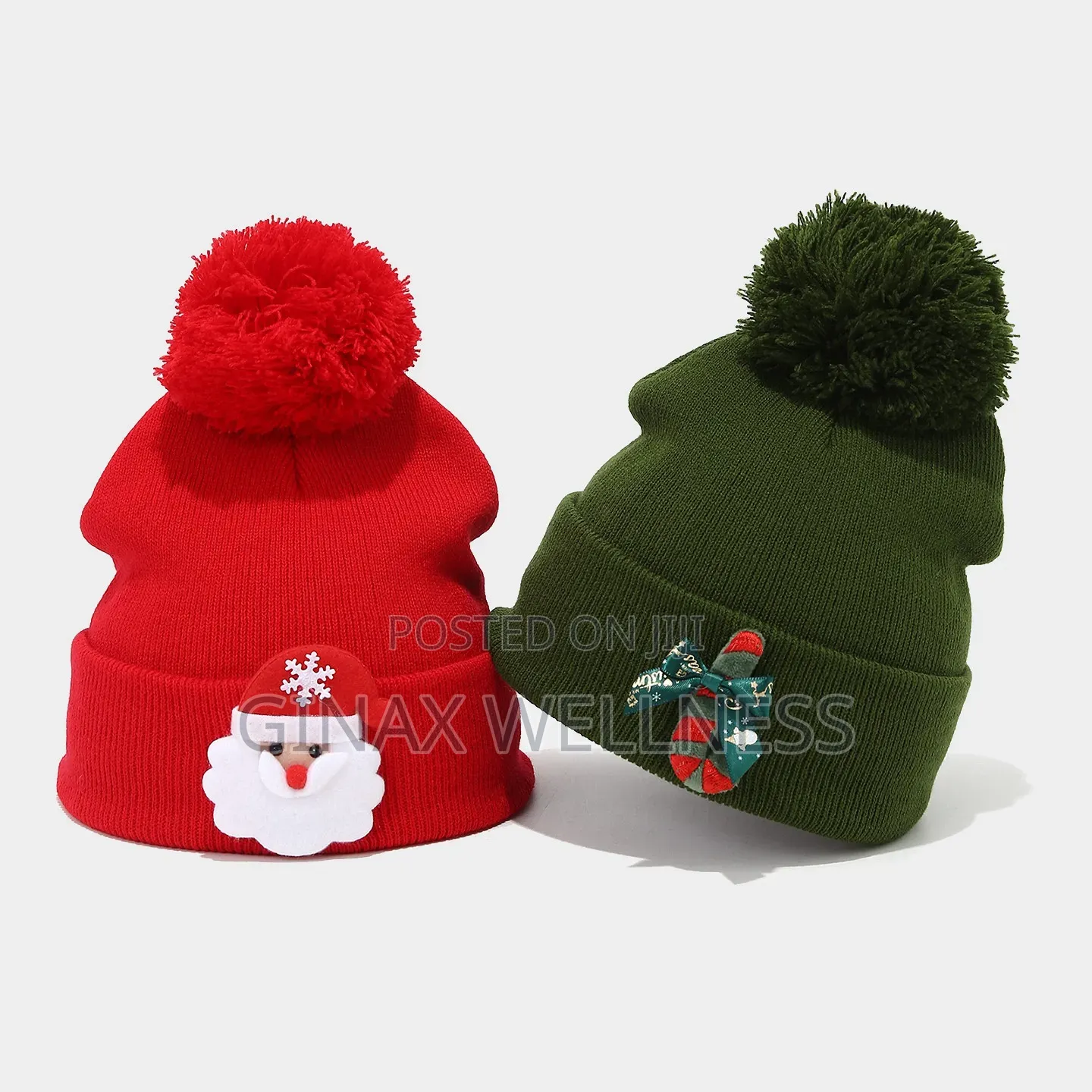 Christmas Baby and Kids Knitted Beanie Hats With Pom Pom Design