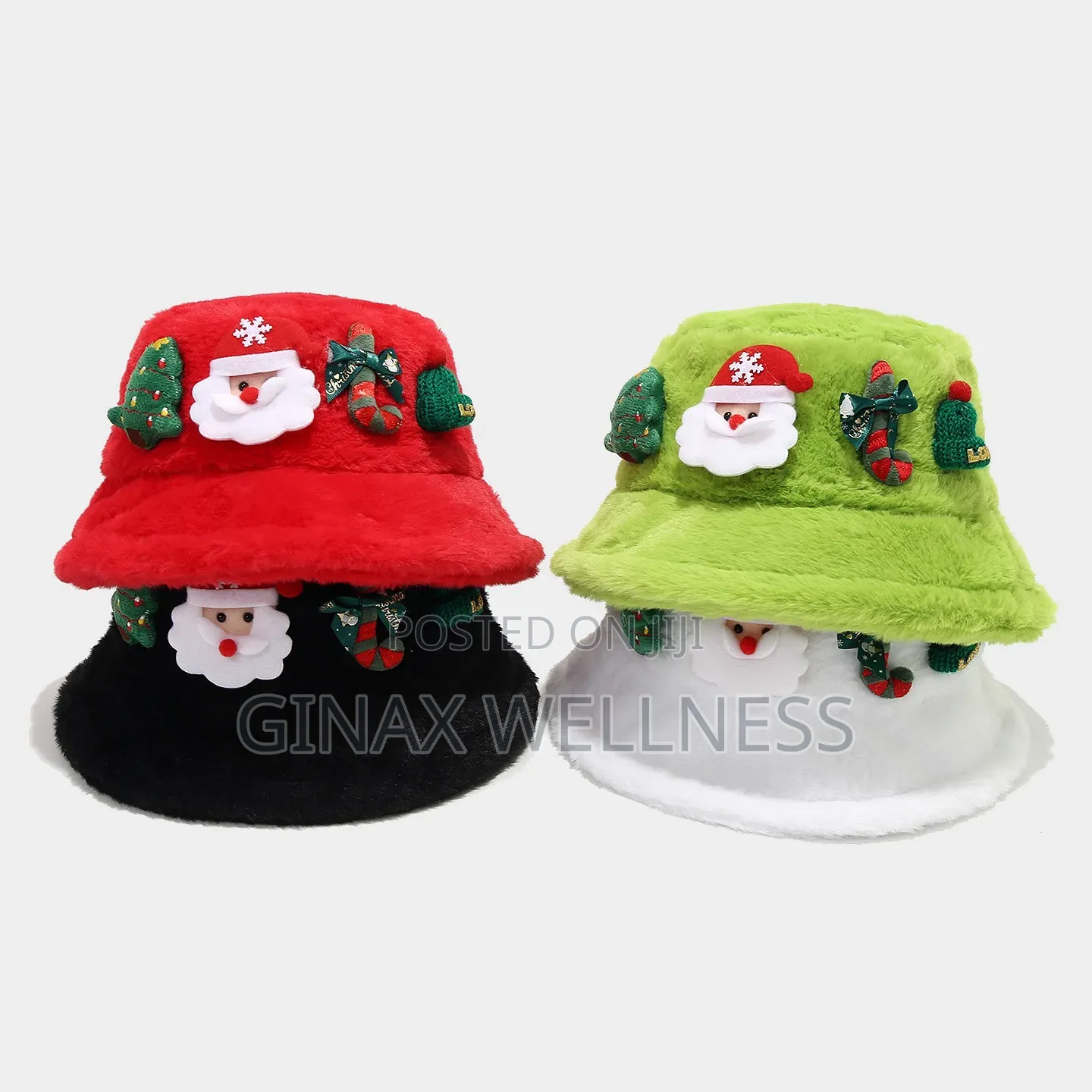 Christmas Fluffy Bucket Hats for Ladies – Santa Claus Festive Cap