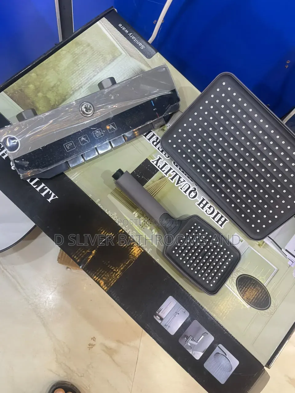 Luxury Black Thermostatic Shower Mixer With Rainfalls Shower Head Set