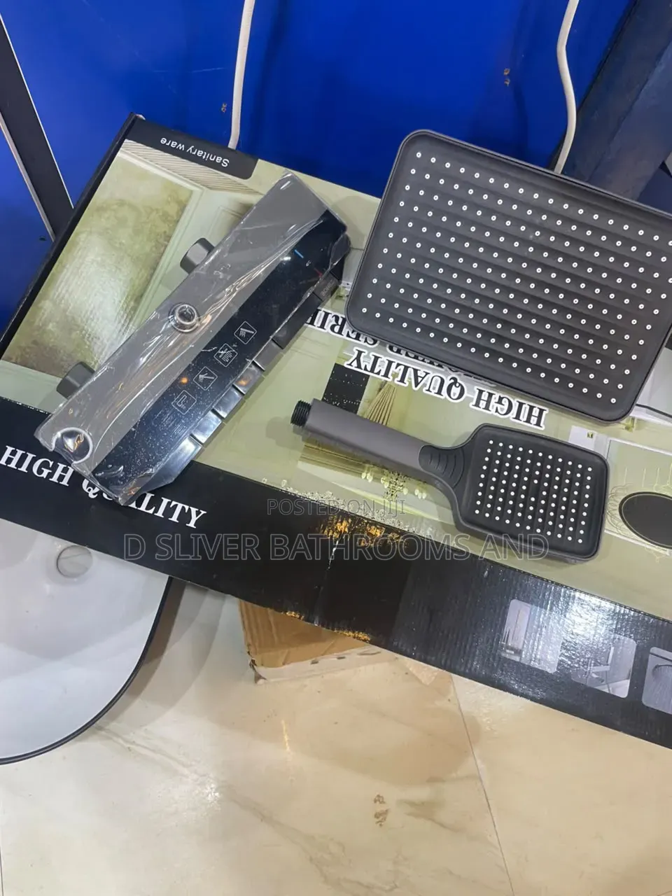 Luxury Black Thermostatic Shower Mixer With Rainfalls Shower Head Set
