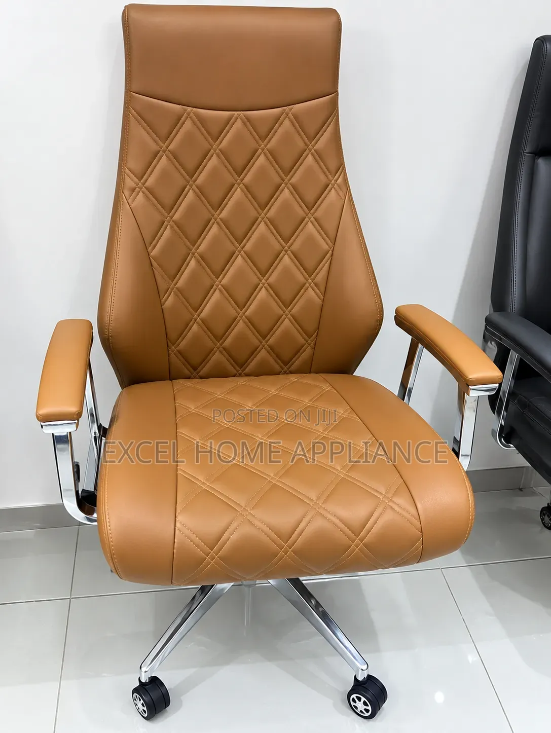 Luxury Quilted Executive Office Chair – Caramel Brown